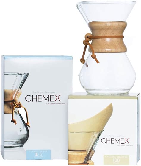 Chemex Pour Over Glass Coffeemaker Classic Series 6 Cup Exclusive Packaging