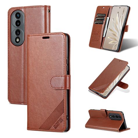 For Honor Azns Sheepskin Texture Flip Leather Phone Case Brown