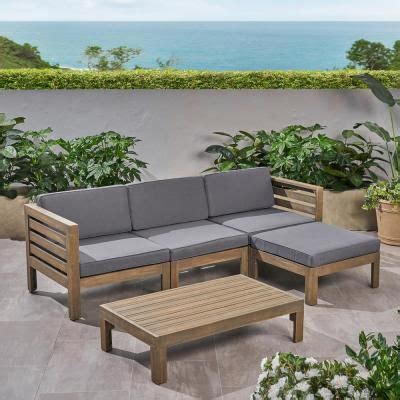 Noble House Cambridge Grey Piece Acacia Wood Outdoor Patio