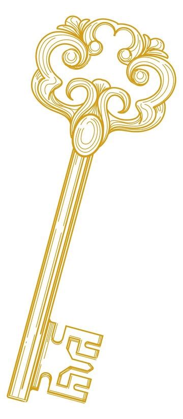 Premium Vector | Golden ancient key icon ornate vintage style drawing