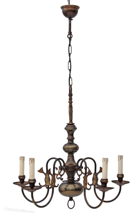 Antiques Atlas Flemish 5 Lamp Brass Bronze Chandelier As462a423 3295