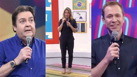 Ao vivo Fernanda Gentil comete gafe e quase cita Faustão após saída da