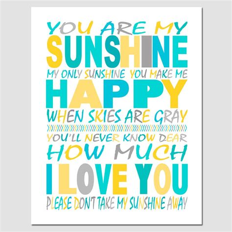 You Are My Sunshine My Only Sunshine 8x10 Print Modern