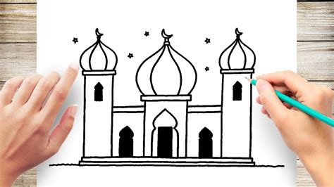 How To Draw Mosque Easy YouTube