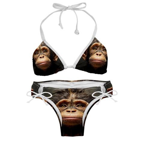 Monkey Chic Bikini Set With Detachable Sponge Adjustable Strap 2 Pack For Versatile Swim