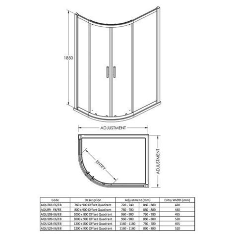 Nuie Pacific Mm X Mm Offset Quadrant Enclosure Rounded Handle