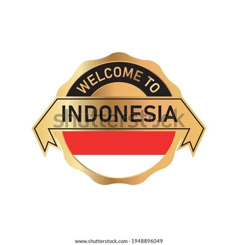 Welcome Indonesia Logo Badge Flag Stock Vector Royalty Free