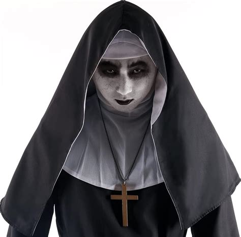 Rolecos The Nun Costume Plus Size Scary Nun Outfit Priest Halloween