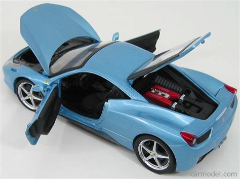 MATTEL HOT WHEELS T6919 Scale 1 18 FERRARI 458 ITALIA 8C 2009 LIGHT BLUE MET