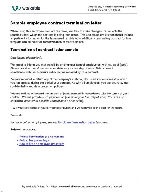 50 Editable Contract Termination Letters Free Templatearchive