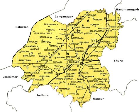 Bikaner Tourist Travel Road Political Rajasthan Maps