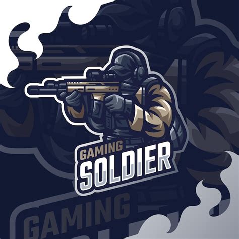 Logotipo De La Mascota Del Soldado Para Esport Y Sport Vector Premium