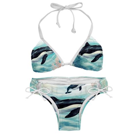 Whale Swimsuit Bikini Set With Detachable Sponge And Adjustable Strap Two Pack For Beach And