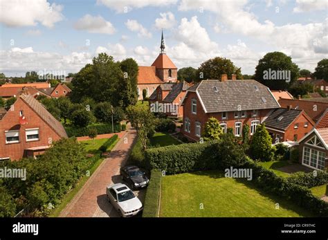 View of the village of Rysum, built on a Rundwarf, as seen from Rysumer ...