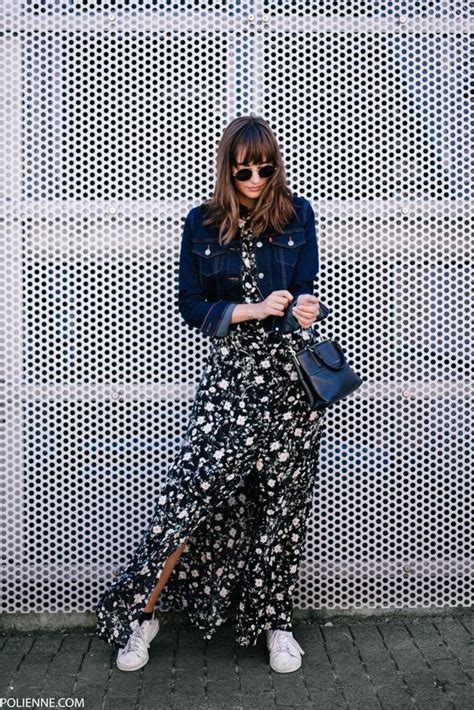 Floral Maxi And Denim Jacket How To Wear A Maxi Dress In Autumn