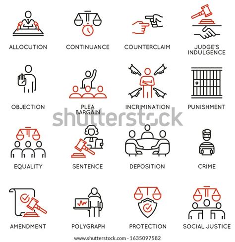 Vector Set Linear Icons Related Law Stock Vector Royalty Free 1635097582