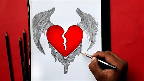 How To Draw A Sketch Of Broken Heart Pencil Drawings Youtube