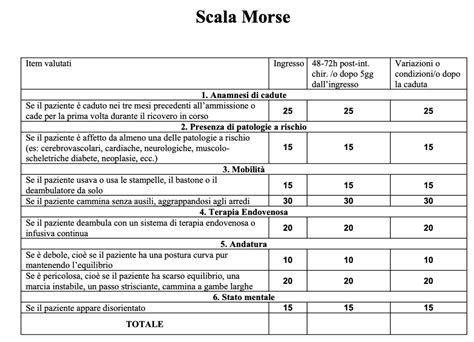 Scale Di Valutazione Del Rischio Di Caduta Infermieritalia