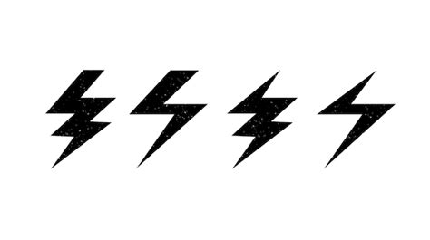 Premium Vector Textured Lightning Bolt Set Black Grunge Flash