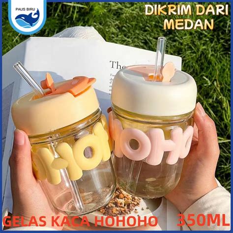 Jual Gelas Kaca Sedotan Hoho Gelas Kopi Ml Sedotan Kaca Dengan Dos