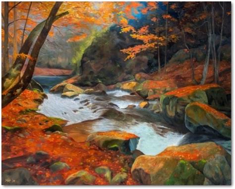 Autumn River | Painting, Autumn art print, River painting