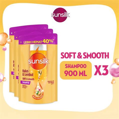 Jual Sunsilk Shampoo Soft And Smooth Pouch Refill 900ml Isi 3 Unilever Mall Tokopedia