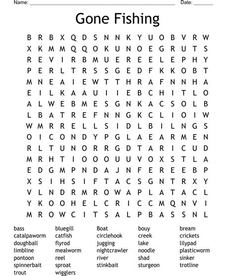 Gone Fishing Word Search Wordmint