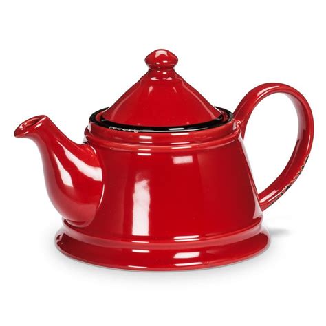 9 32 Oz Red Stoneware Enamel Look Teapot Tea Pots Enamel Teapot