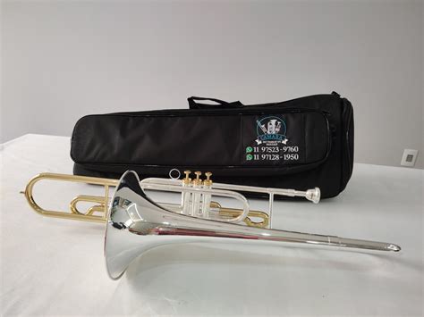 Trombone Curto Weril F Sib Prateado Laqueado Seminovo