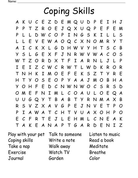 Coping Skills Word Search Wordmint