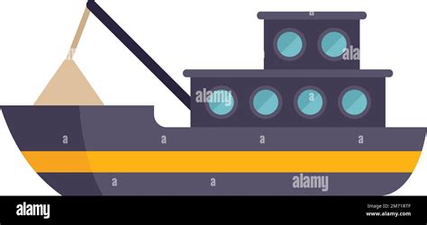 Coast Fish Boat Icon Flat Vector Sea Vessel Marine Catch Isolated