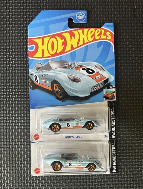 2023 Hot Wheels 155 HW Roadsters Glory Chaser Gulf H Case New Lot Of 2