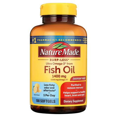 Nature Made Burp Less Ultra Omega 3 Fish Oil 1400 Mg Softgels Fish Oil