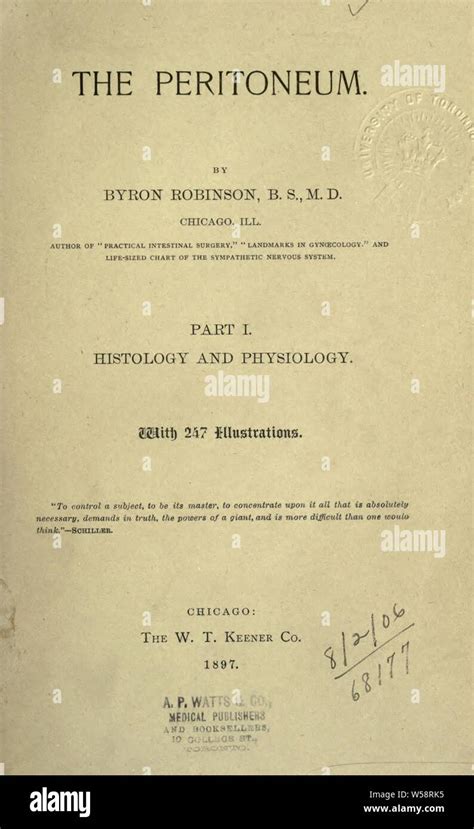 The peritoneum: Histology and physiology [and Bibliography of the peritoneum] : Robinson, Byron ...