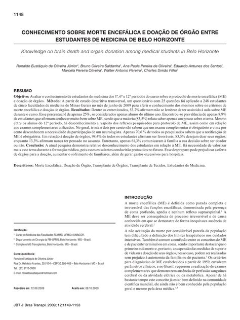 PDF CONHECIMENTO SOBRE MORTE ENCEFÁLICA E DOAÇÃO DE ÓRGÃO ENTRE