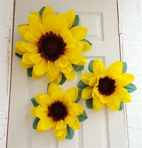 Sunflowers Pom Pom Tissue Paper Flower Set Of 3x 45cm And 28cm Frozen Feverpompomwedding