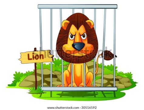 Illustration Lion Cage On White Stock Vector Royalty Free