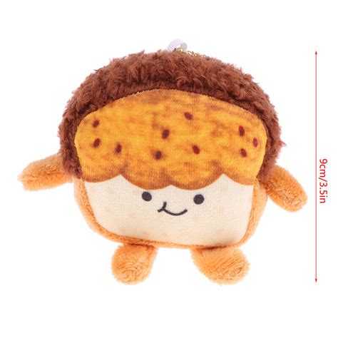 Cute Toast Bread Plush Toy Cartoon Pendant Doll Keychain Car Bag Key