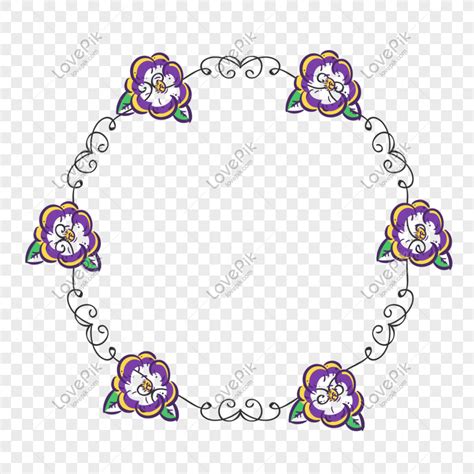 Vector Illustration Purple Decorative Flower Border PNG White ...