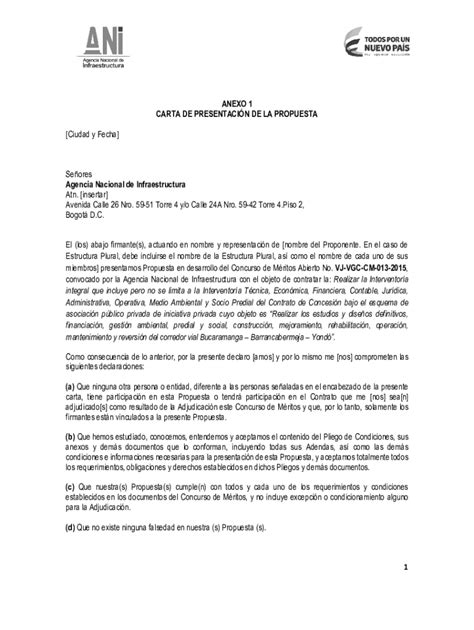 Completable En L Nea Formato No Carta De Presentacin De La Oferta