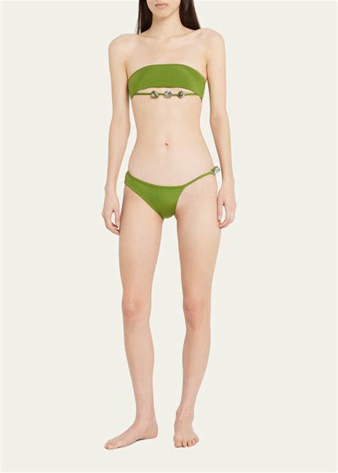 Christopher Esber Crystal Strap Bandeau Bikini Top Bergdorf Goodman