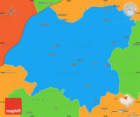 Political Simple Map Of Bikaner