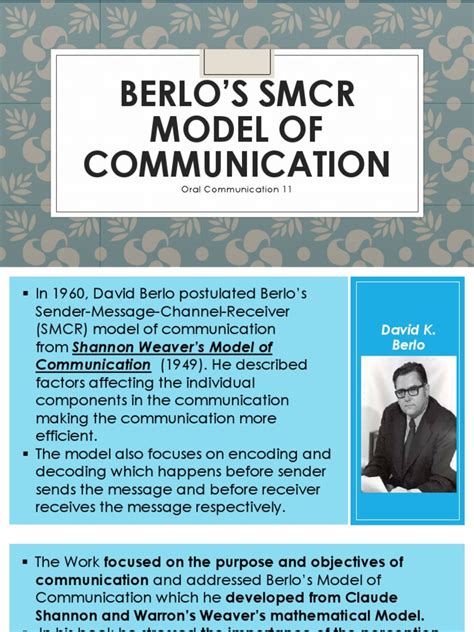 Berlo's SMCR Model of Communication | Communication | Behavioural Sciences