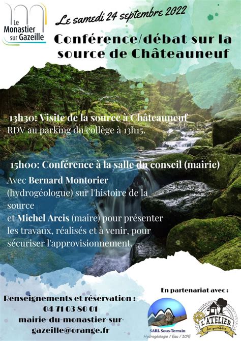 Conf Rence D Bat Sur La Source De Ch Teauneuf Le Monastier Sur Gazeille