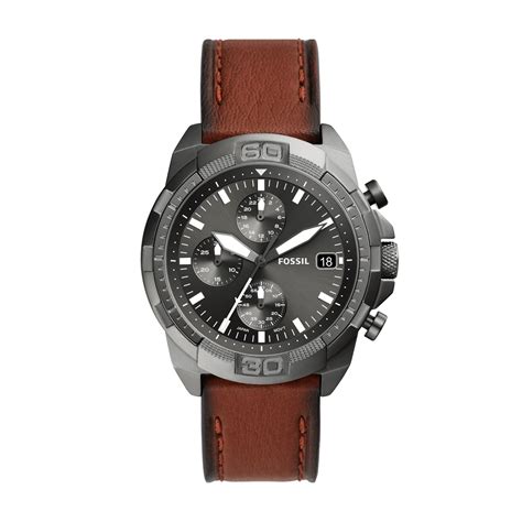 Reloj Bronson Cron Grafo De Cuero Marr N Litehide Fossil