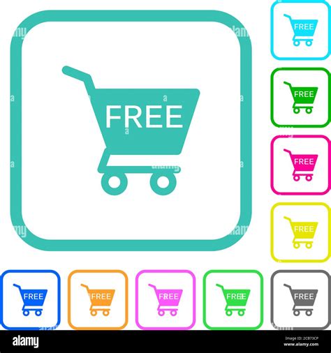 Free Shopping Cart Vivid Colored Flat Icons In Curved Borders On White