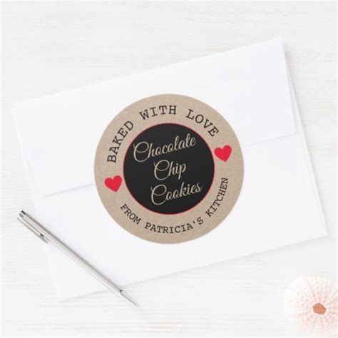 Rustic Kraft Paper Choco Cookies Baked With Love Classic Round Sticker