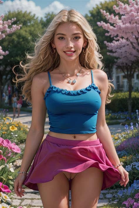 Rule 34 Ai Generated Blonde Hair Female Haley Stardew Valley Jsmithaguy Outdoors Pussy Skirt