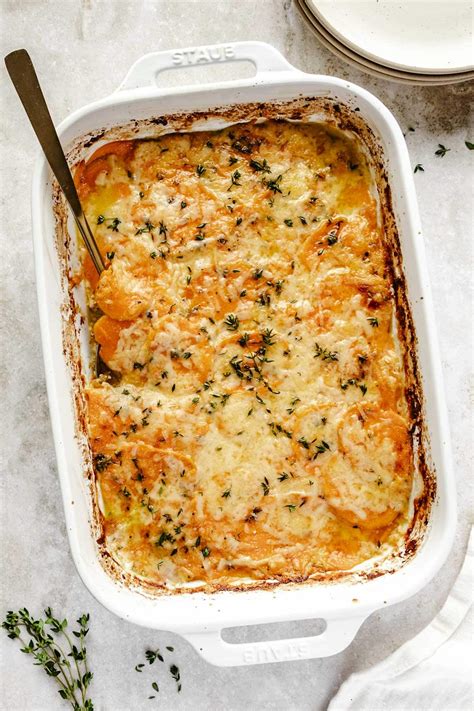 Creamy Cheesy Sweet Potato Au Gratin Recipe Healthy Little Peach