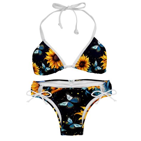 Starry Sky Sunflower Butterfly Two Pack Bikini Set With Detachable